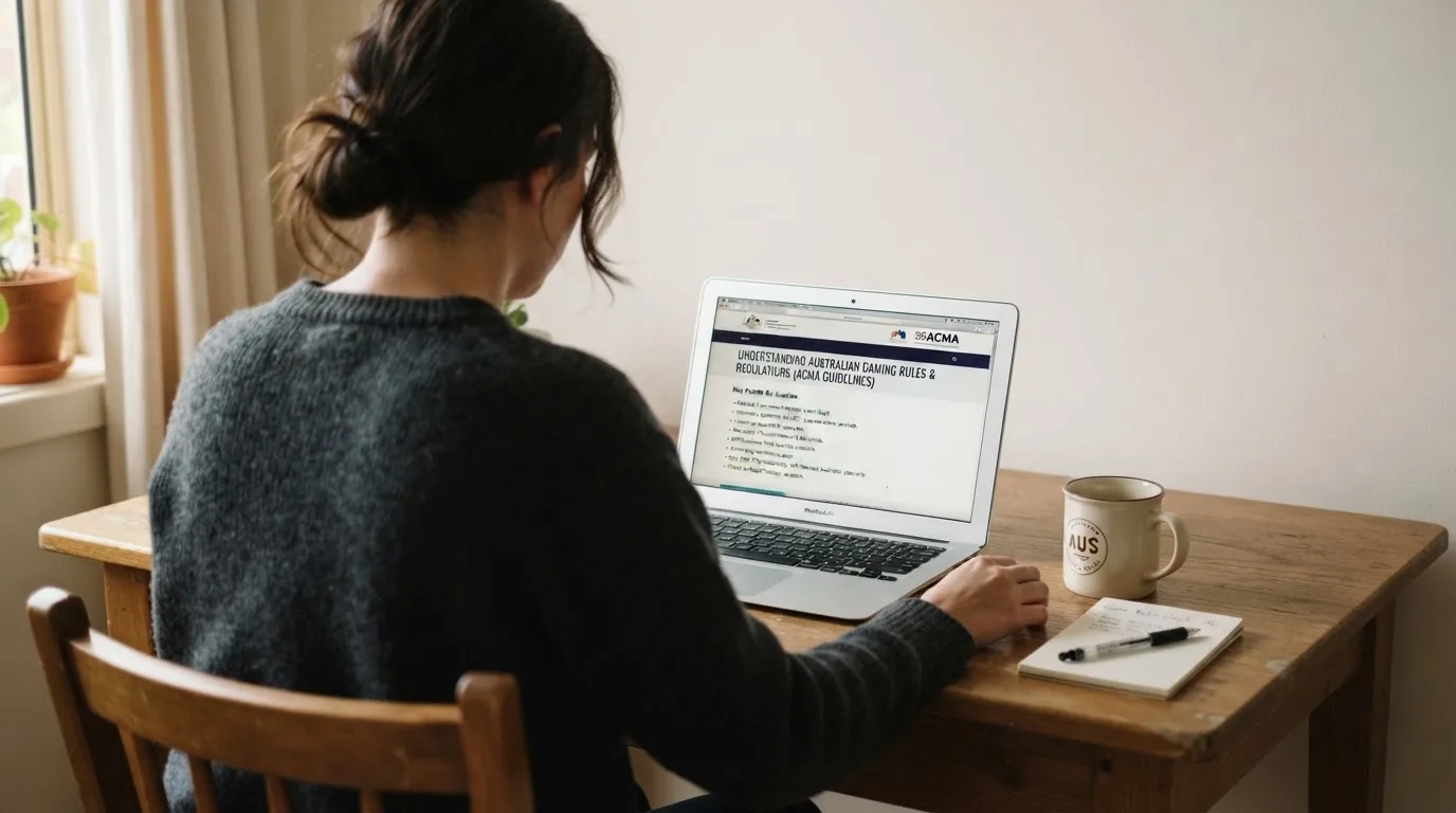A person at a laptop reading a plain-language explainer article at a home desk.
