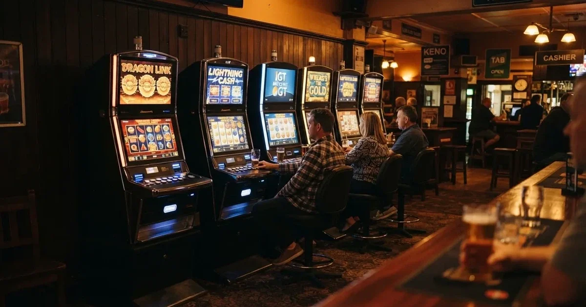 Electronic gaming machines inside a licensed pub in suburban Adelaide.