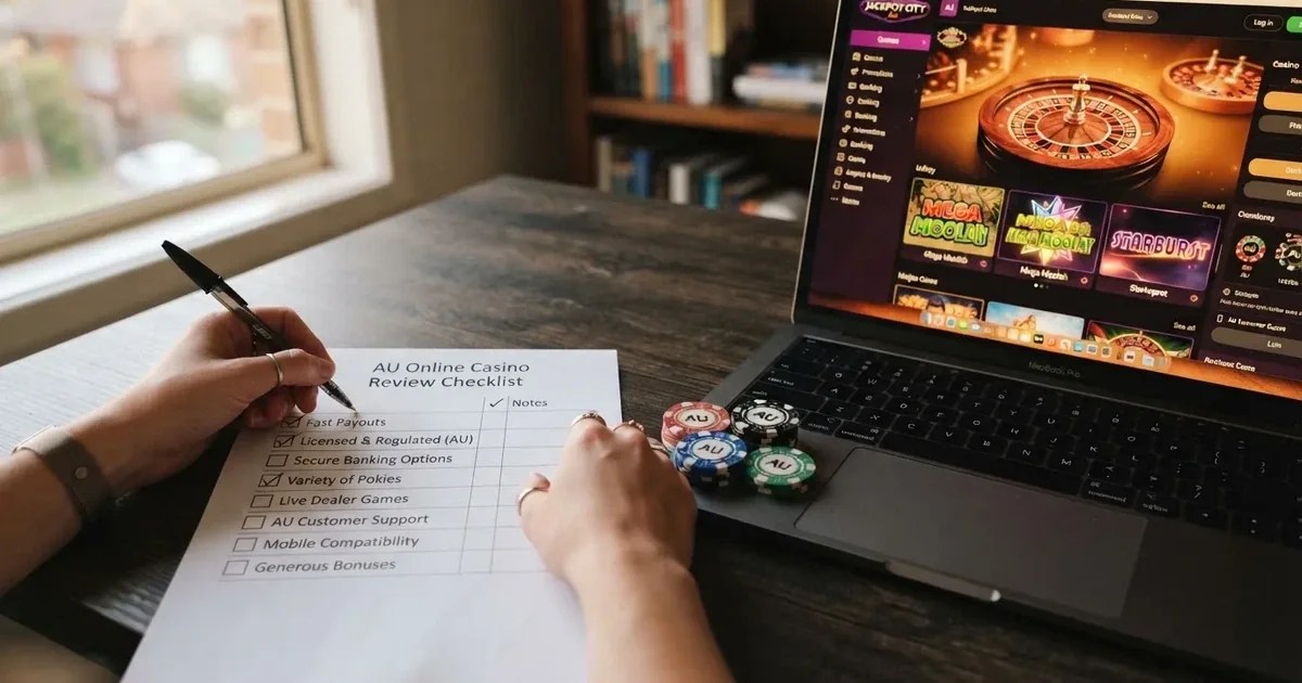 A hand ticking off boxes on a printed checklist next to a laptop.