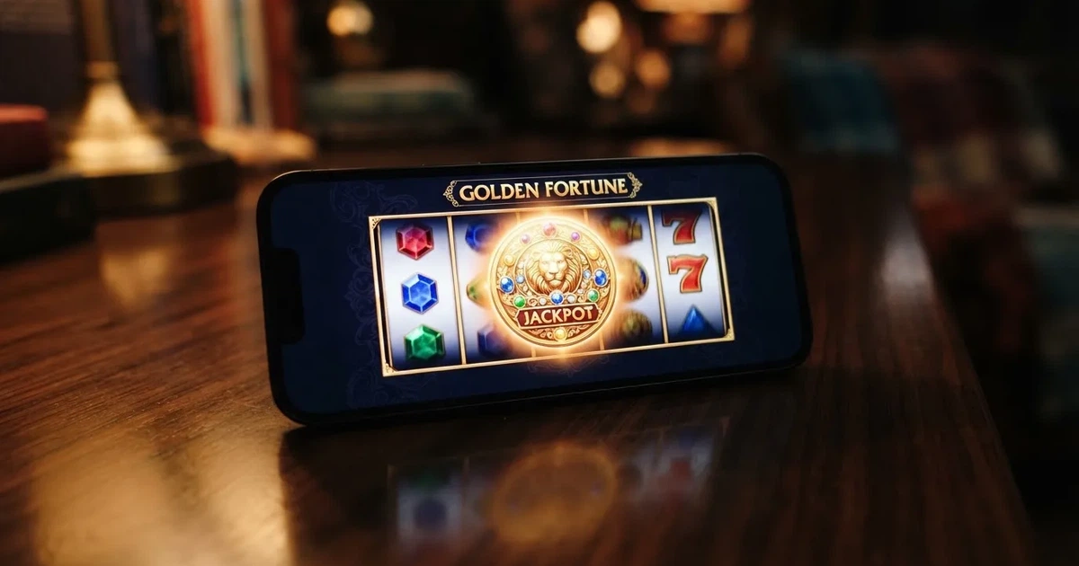 A close-up of a slot reel icon with a stylised gold coin motif on a screen.